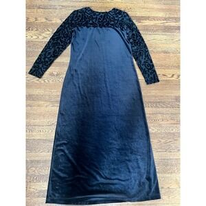 Diane Von Furstenberg Black Velvet Long Maxi Dress Long‎ Sleeve Sz small